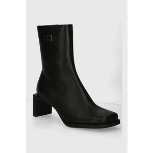 Tommy Jeans cizme de piele THE SOHO BOOT femei, culoarea negru, cu toc drept, EN0EN02682 imagine