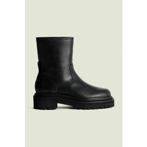 Hoff cizme de piele BOTA PIEL femei, culoarea negru, cu toc plat, 22331002 OFFICE imagine