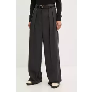 Dkny pantaloni femei, culoarea gri, drept, high waist, D2G4A194 imagine