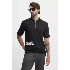 Karl Lagerfeld polo de bumbac culoarea negru, cu imprimeu, 544225.745440 imagine