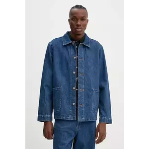 A.P.C. cămașă din denim veste kerlouan logo barbati, culoarea albastru marin, cu guler clasic, regular, COHTD.H03205 imagine