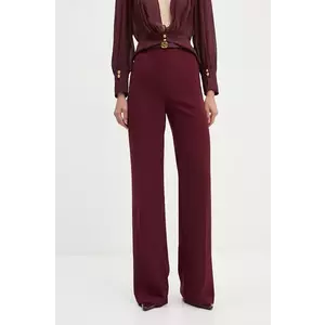 Elisabetta Franchi pantaloni femei, culoarea bordo, lat, high waist, PA06147E2 imagine