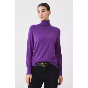 Medicine pulover din lână merino culoarea violet, light, cu guler imagine