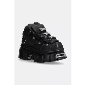 New Rock sneakers din piele Nomada Negro + Tower Negro Lateral E14 Acero culoarea negru, M-106-S112 imagine