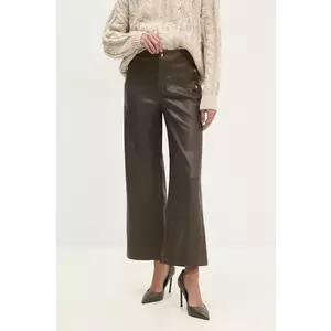 Answear Lab pantaloni femei, culoarea maro, drept, high waist imagine