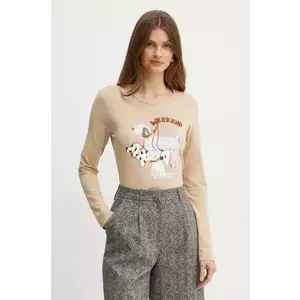 Weekend Max Mara longsleeve femei, culoarea bej, 2425946012600 imagine