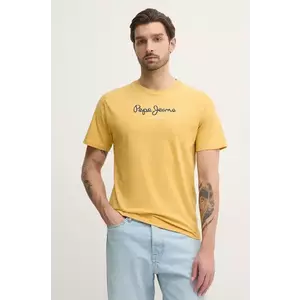 Pepe Jeans tricou din bumbac culoarea galben, cu imprimeu imagine