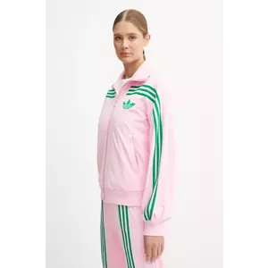 adidas Originals bluza 70s Velour Tracktop femei, culoarea roz, modelator, JN8284 imagine