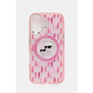 Karl Lagerfeld etui pentru telefon iPhone 16 6.1 culoarea roz, KLHMP16SHMCKMHP imagine