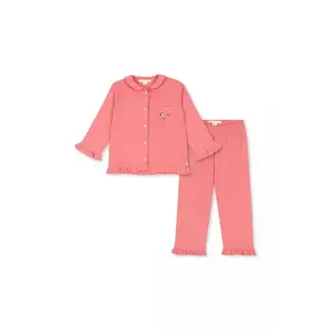 Konges Sløjd pijamale de bumbac pentru copii PIO FRILL SET GOTS culoarea roz, neted, KS102059 imagine