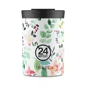 24bottles cana termica Travel Tumbler 350 ml Little Buds culoarea alb, Travel.350.LittleBuds imagine