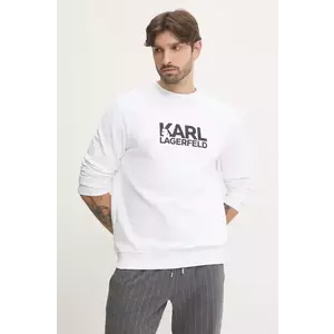 Karl Lagerfeld hanorac de bumbac barbati, culoarea alb, cu imprimeu, 551917.705091 imagine