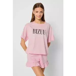 Bizuu pantaloni scurți de pijama din bumbac LIMA culoarea roz, bumbac, PIŻAMA DÓŁ LIMA_RÓŻOWY_AW24 imagine