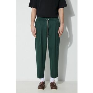 Drôle de Monsieur pantaloni din lână Le Pantalon Cropped culoarea verde, drept, D-BP154-PL127-FGN imagine