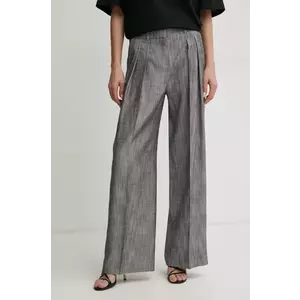 BOSS pantaloni femei, culoarea gri, lat, high waist, 50530924 imagine