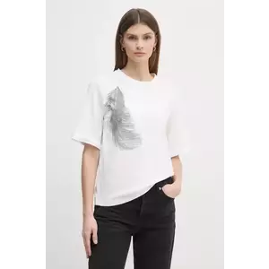 Sisley tricou din bumbac femei, culoarea bej, 3I1XL106R imagine