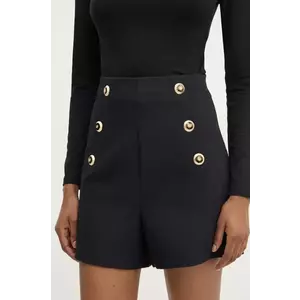 Answear Lab pantaloni scurti femei, culoarea negru, neted, high waist imagine