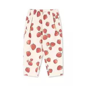 Konges Sløjd pantaloni de bumbac pentru copii FEN PANTS GOTS culoarea bej, cu imprimeu, KS102279 imagine