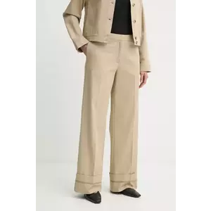 Samsoe Samsoe pantaloni SAESMELLA femei, culoarea bej, lat, high waist, F25100010 imagine