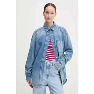 Tommy Jeans cămașă din denim femei, cu guler clasic, relaxed, DW0DW19855 imagine