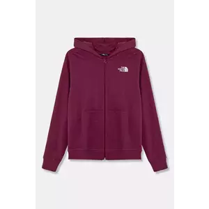 The North Face hanorac de bumbac pentru copii FZ OVERSIZE LIGHT HOODIE culoarea violet, cu glugă, cu imprimeu, NF0A89HG6EO1 imagine