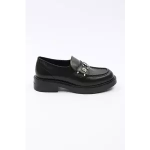 Karl Lagerfeld mocasini de piele MACIE femei, culoarea negru, cu platforma, KL41215 imagine