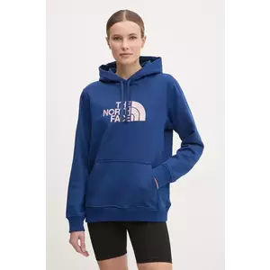 The North Face bluză Drew Peak femei, culoarea bleumarin, cu glugă, cu imprimeu, NF0A89EHB4O1 imagine