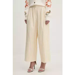 Never Fully Dressed pantaloni femei, culoarea galben, lat, high waist, NFDTR409 imagine