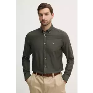 Hackett London cămașă din bumbac bărbați, culoarea verde, cu guler button-down, regular, HM3010065 imagine