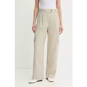 Bruuns Bazaar pantaloni femei, culoarea bej, drept, high waist, BBW4338 imagine