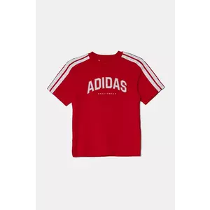 adidas tricou de bumbac pentru copii culoarea roșu, cu imprimeu, JI6673 imagine