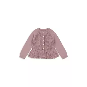 Konges Sløjd cardigan din bumbac pentru copii CABBY FRILL CARDIGAN GOTS culoarea roz, KS102411 imagine