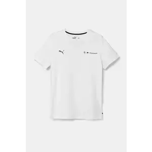 Puma tricou de bumbac pentru copii BMW MMS ESS LOGO TEE 2 culoarea alb, cu imprimeu, 627533 imagine