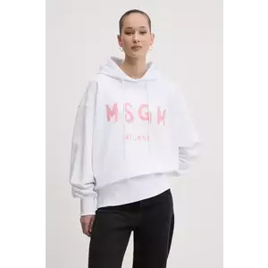 MSGM hanorac de bumbac femei, culoarea alb, cu glugă, cu imprimeu, 3841MDM515.257000 imagine