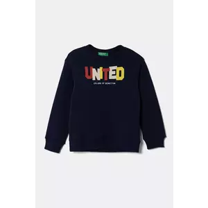 United Colors of Benetton hanorac de bumbac pentru copii culoarea bleumarin, cu imprimeu, 3J70G10HW imagine