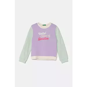 United Colors of Benetton hanorac de bumbac pentru copii culoarea violet, cu imprimeu, 3J70G10HX imagine