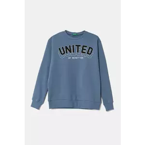 United Colors of Benetton hanorac de bumbac pentru copii cu glugă, cu imprimeu, 3J68C10N2 imagine