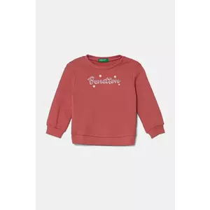 United Colors of Benetton hanorac de bumbac pentru copii culoarea roz, cu imprimeu, 3J70G10HX imagine