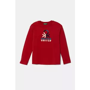 United Colors of Benetton longsleeve din bumbac pentru copii culoarea roșu, cu imprimeu, 3I1XC10N5 imagine