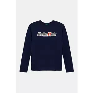 United Colors of Benetton longsleeve din bumbac pentru copii culoarea bleumarin, cu imprimeu, 3I1XC10N5 imagine