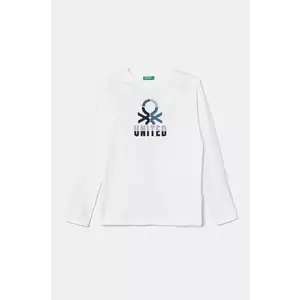 United Colors of Benetton longsleeve din bumbac pentru copii culoarea alb, cu imprimeu, 3I1XC10N5 imagine