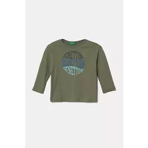 United Colors of Benetton longsleeve din bumbac pentru copii culoarea verde, 3I1XG10HS imagine