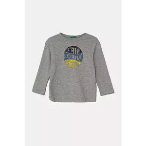 United Colors of Benetton longsleeve din bumbac pentru copii culoarea gri, 3I1XG10HS imagine