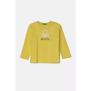 United Colors of Benetton longsleeve din bumbac pentru copii culoarea galben, 3I1XG10HS imagine