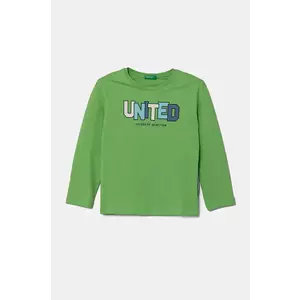 United Colors of Benetton longsleeve din bumbac pentru copii culoarea verde, 3I1XG10HS imagine