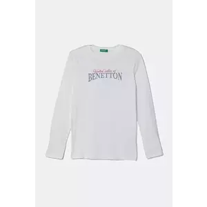 United Colors of Benetton longsleeve din bumbac pentru copii culoarea alb, 3I9WC10MY imagine