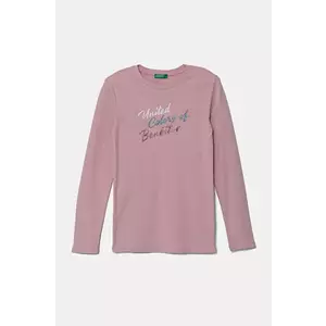 United Colors of Benetton longsleeve din bumbac pentru copii culoarea roz, 3I9WC10MY imagine