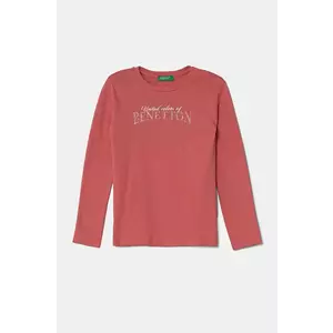 United Colors of Benetton longsleeve din bumbac pentru copii culoarea roz, 3I9WC10MY imagine