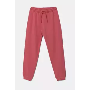 United Colors of Benetton pantaloni de trening din bumbac pentru copii culoarea roz, uni, 3J68CF02H imagine