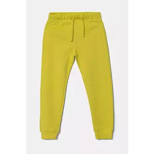 United Colors of Benetton pantaloni de trening din bumbac pentru copii culoarea galben, uni, 3J68CF058 imagine